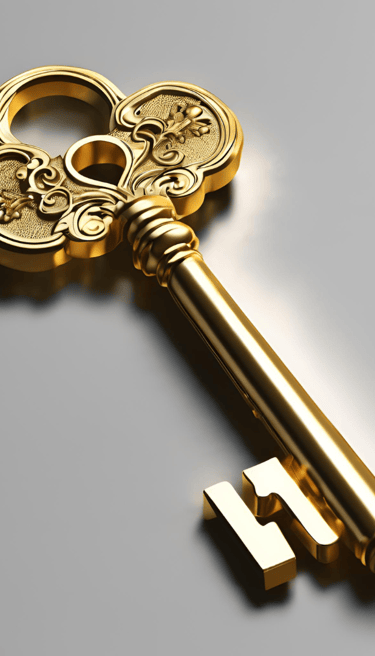 a golden keyhole keychaik with a heart shaped key