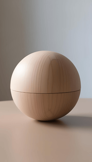 a wooden sphere with a wooden lid and a wooden lid