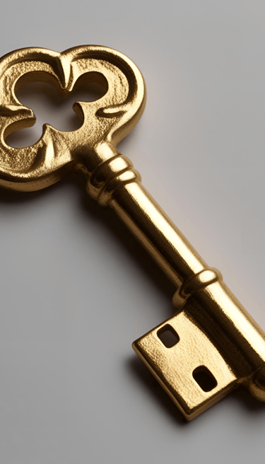 a golden keyhole keychaik with a keyhole in the middle