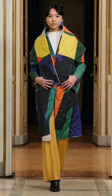 The A Story multicoloured quilted jacket set Spring Summer 2026.