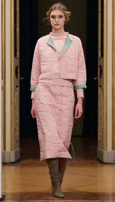 The A Story pink quilted two-piece Spring Summer 2026.