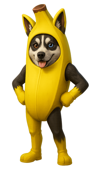 a dog dressed in a banana peeler costume