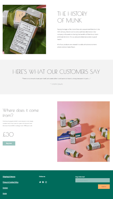 Bottles of Magic Mind matcha shots and nootropics displayed for health and wellness benefits.