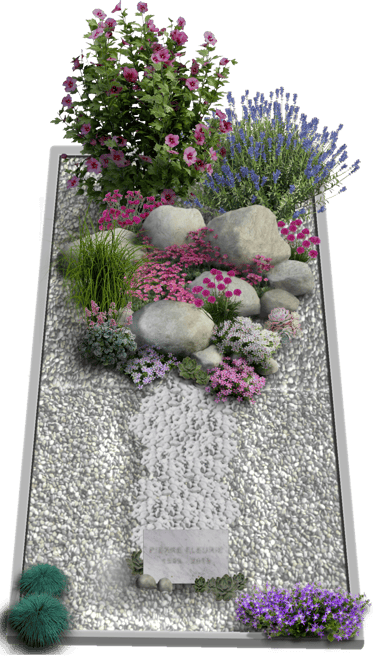 Tombe paysagère esprit rocailles