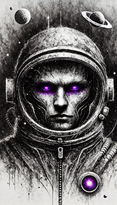 Astronaut with cool purple eyes | simcaart.com