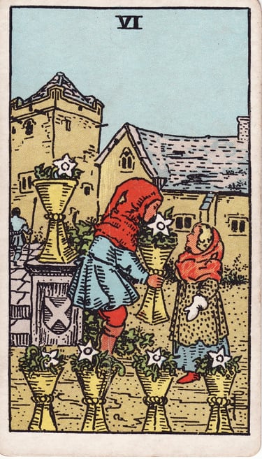 Six of Cups meaning upright and reversed tarot card reading