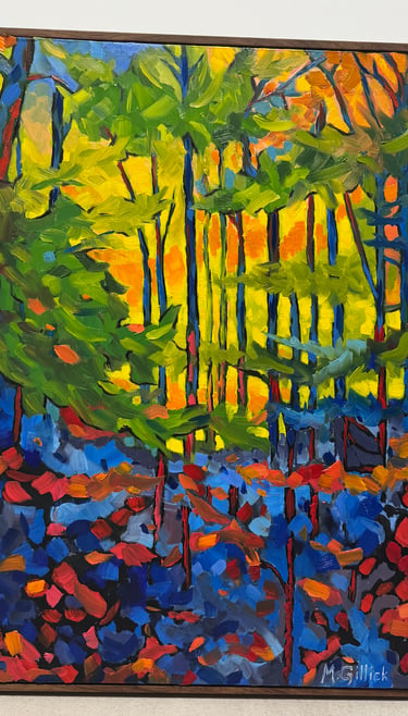 Oil painting of a BS forest in Autumn by Mitch Gillick