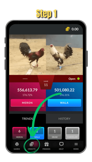 step 1 of depositing funds in go perya on mobile screen