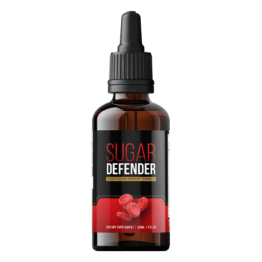 Sugar Defender blood sugar support dietary supplement in a 2 fl oz brown glass dropper bottle.