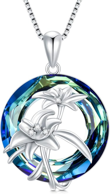 Lily Flower Pendant. Birth Flower Necklace