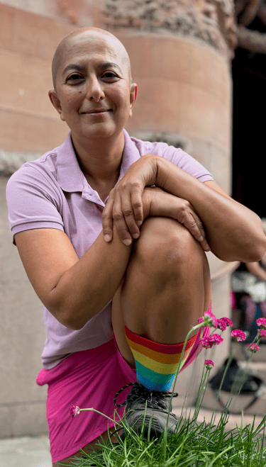 Zayera photo pride in stockholm 2024, pink clothes and rainbow socks