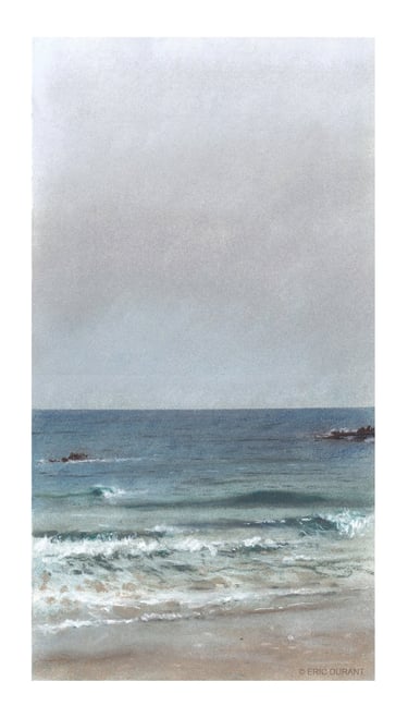 Pastel sec sur papier 20 × 37 cm - Plage du Sillon - © Eric Durant