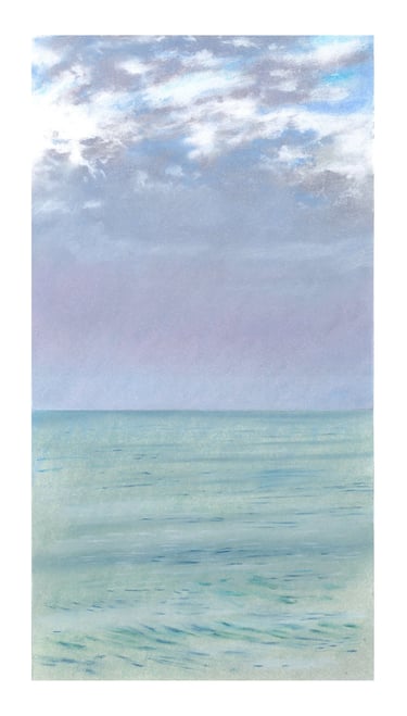 Dessin au pastel sec représentant la Plage du Sillon à Saint-Malo