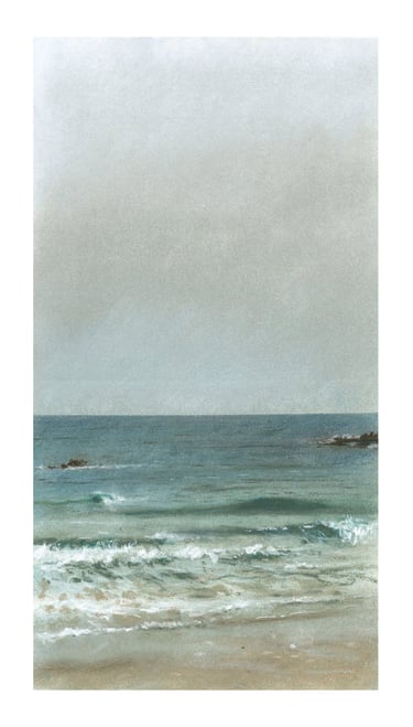 Dessin au pastel sec représentant la Plage du Sillon à Saint-Malo