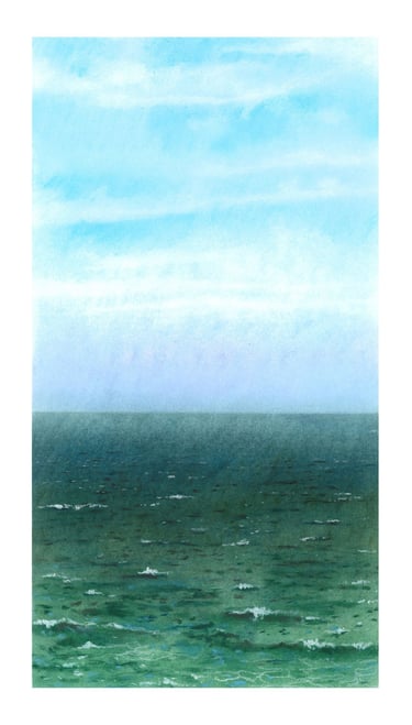 Dessin au pastel sec représentant la Plage du Sillon à Saint-Malo