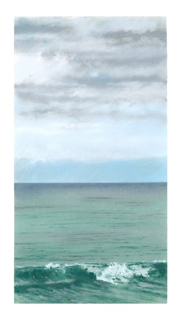 Dessin au pastel sec représentant la Plage du Sillon à Saint-Malo