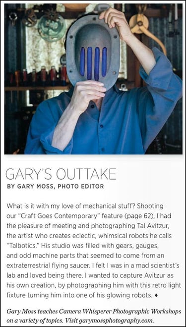 805 Living magazine comment about Talbotics by Gary Moss, photo editor.