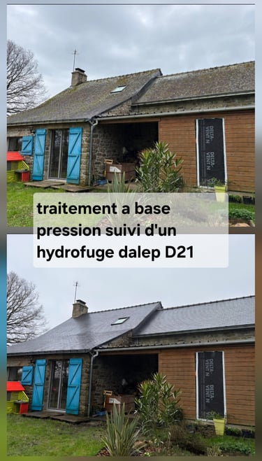 Nettoyage de toiture en ardoises avant apres