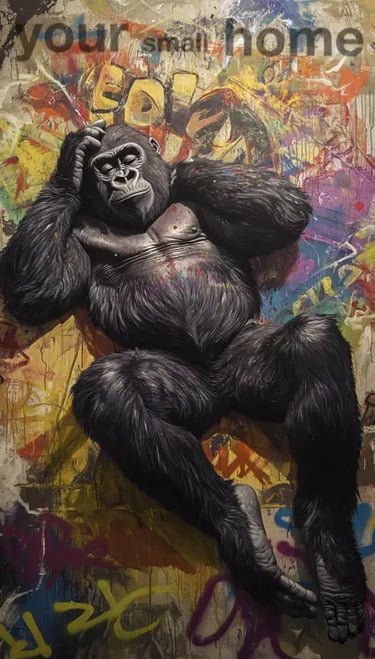 gorilla lying down in art