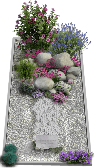 Tombe paysagère rocaille