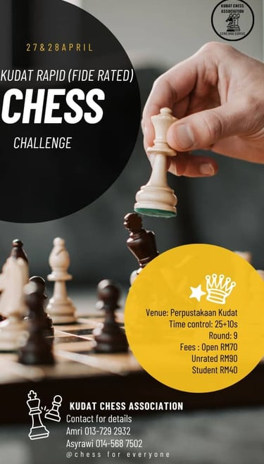 Catur Malaysia Kudat Rapid (FIDE Rated) Chess Challenge 2024. Malaysia Chess Events 