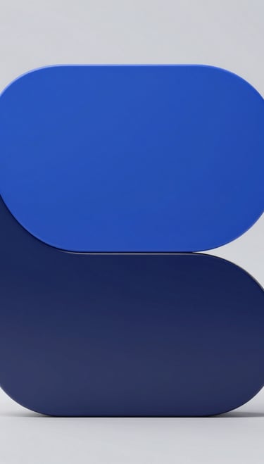 premium abstract 3D render, soft studio lighting, royal blue and deep navy gradients, champagne gold highlights, minimalist composition