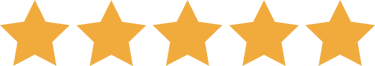 Témoignage client avec cinq étoiles dorées et citation positive sur l'accompagnement