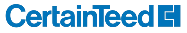 CertainTeed blue building materials company logo isolated on a black background.