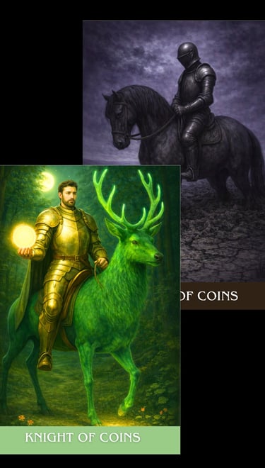 the knight of coins tarot card archetype subconscious tarot light and shadow deck 