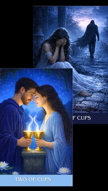 the two of cups tarot card archetype subconscious tarot light and shadow deck 