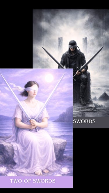 the two of swords tarot card archetype subconscious tarot light and shadow deck 