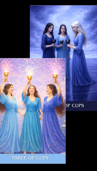 the three of cups tarot card subconscious tarot light and shadow deck 