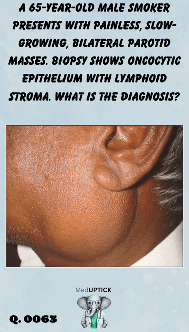 a close up image of the profile of a man with a parotid mass