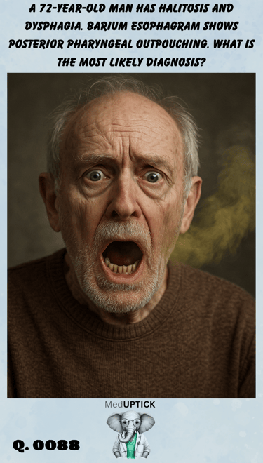 an elderly caucasian man with his mouth agape as bad breathe fumes emanate