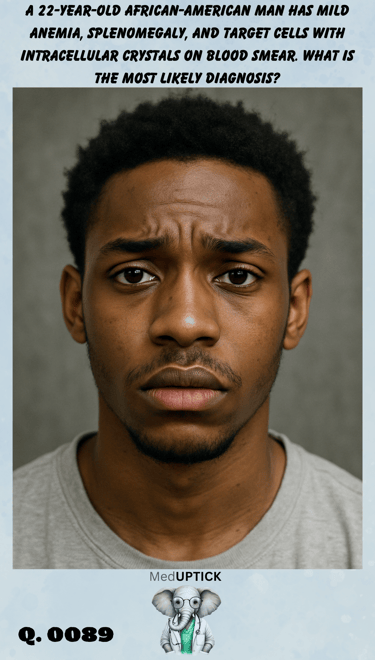 a young adult African American male with pale conjunctiva due to anemia has a concerned expression