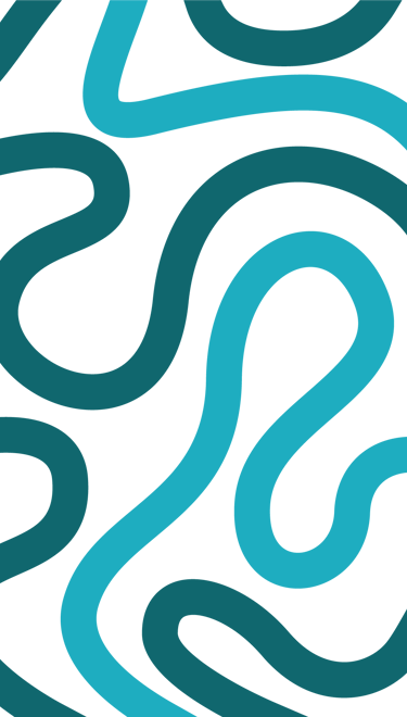 Teal and turquoise wavy path pattern on a white background.