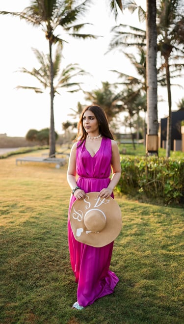 Luxury portrait standing on resort lawn at Alila Soori Tabanan Bali