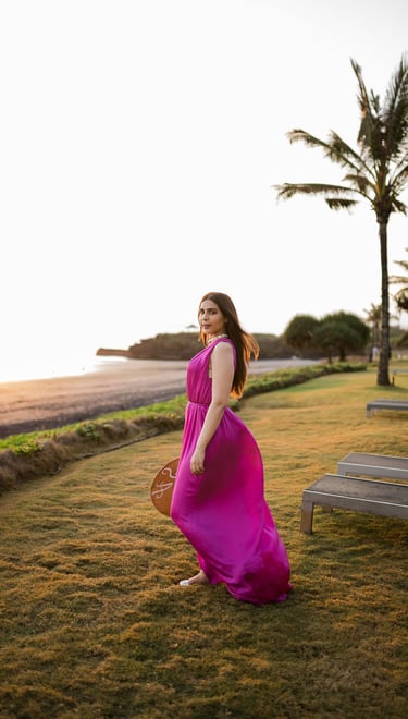 Portrait session overlooking ocean cliffs at Alila Soori Tabanan Bali