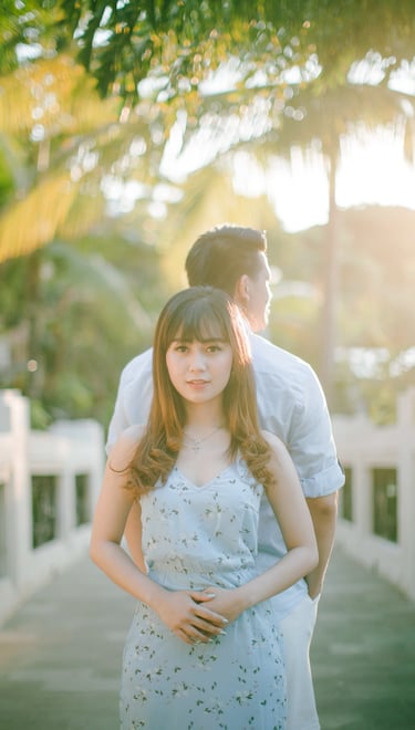 Golden hour intimate couple portrait at Sofitel Bali Nusa Dua Beach Resort.