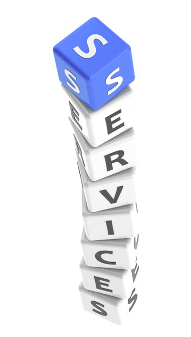 Tower of dice spelling SERVICES - Symbolising ADHD Virtual Assistant service options