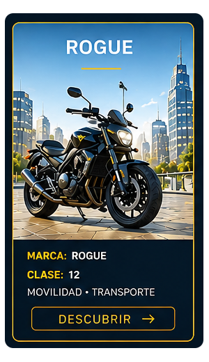 Identidad comercial Rogue para motocicletas y movilidad urbana.