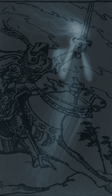 Erotic self with knight of swords reversed symbolising rushing in too soon now frozen in trauma