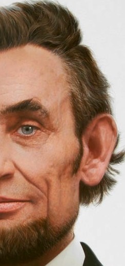 LINCOLN  art painting-original full face clipped for left side to model for 3D wood art.