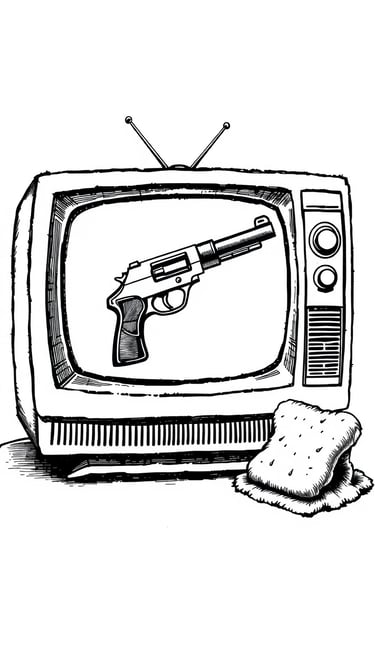 télé avec pistolet dedans
