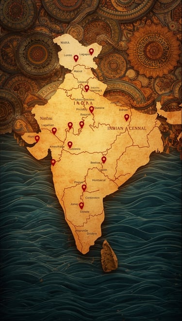 golden colour Indian map representing India Entry & Expansion Advisory