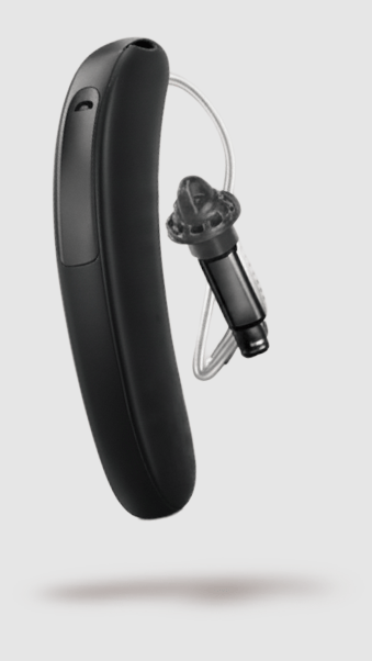 aparelho auditivo preto do tipo ric marca parceira