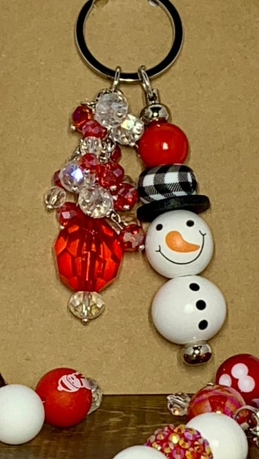 Beaded Snowman Key chain