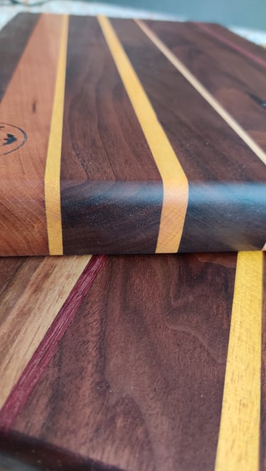 Handcrafted walnut cutting board made in Johns Creek Georgia by Koshur Chaan Woodworking