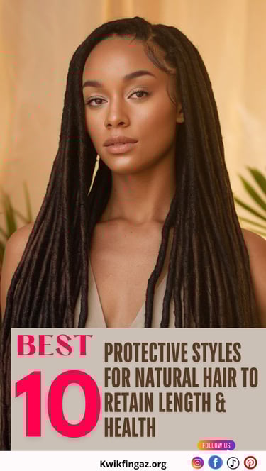 A photo of a Black woman with long, waist-length faux locs. The locs are styled with a realistic, natural texture and are met