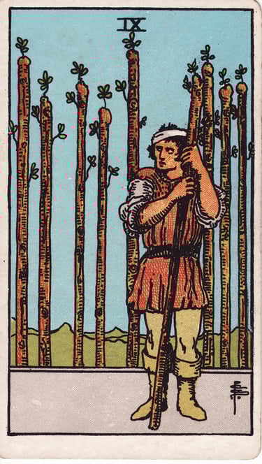 Nine of Wands meaning upright and reversed tarot card reading